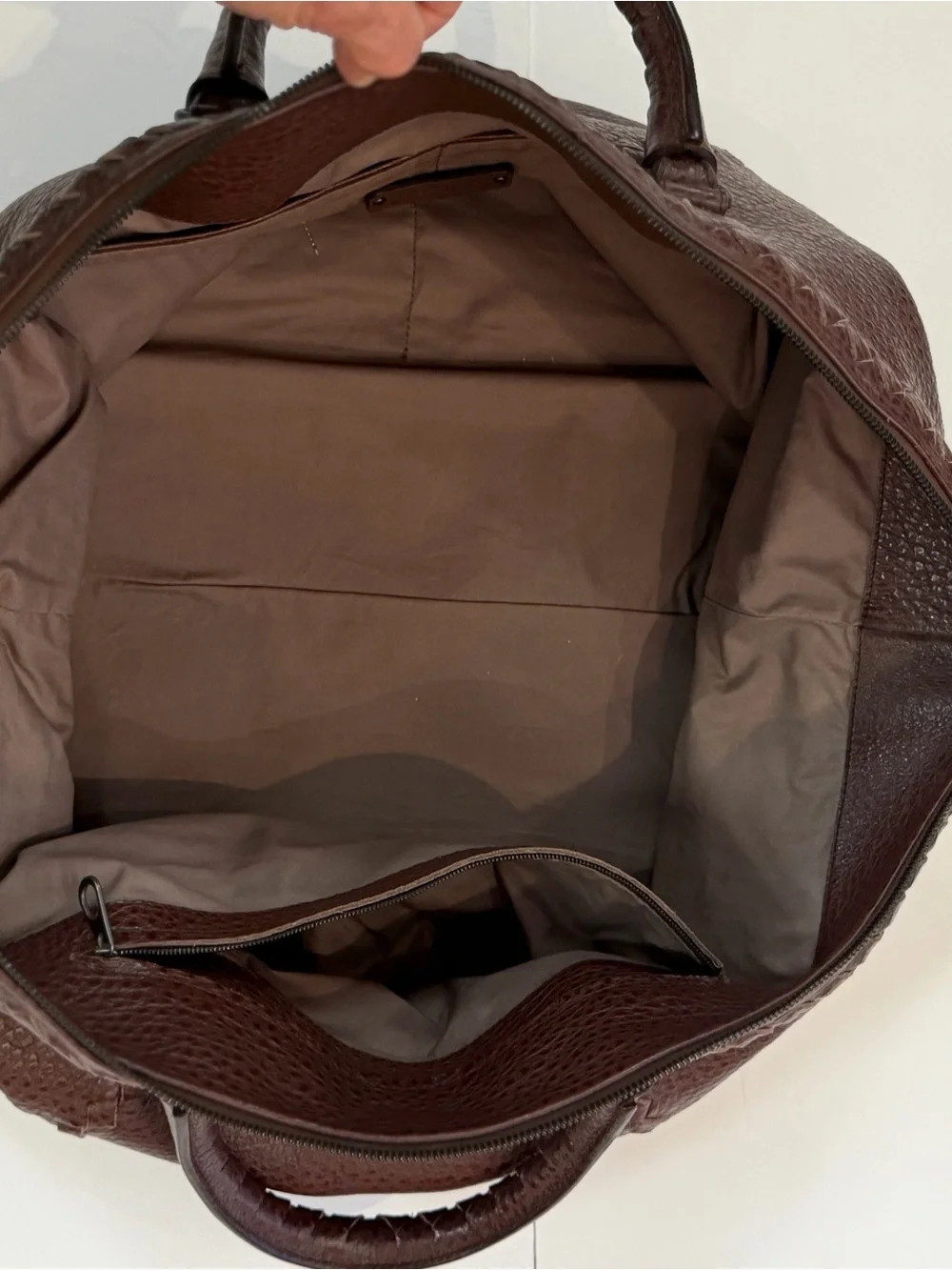 Bottega Veneta Leather Weekender Bag in Dark Brown